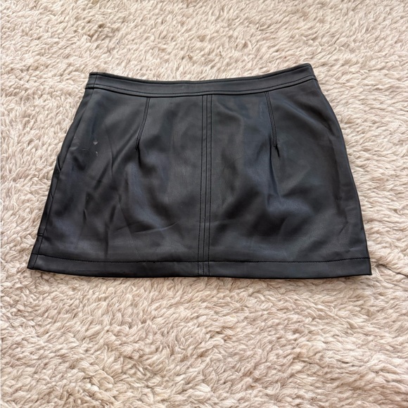 Free People Black Faux Leather Front-Zip Mini Skirt - Picture 3 of 5
